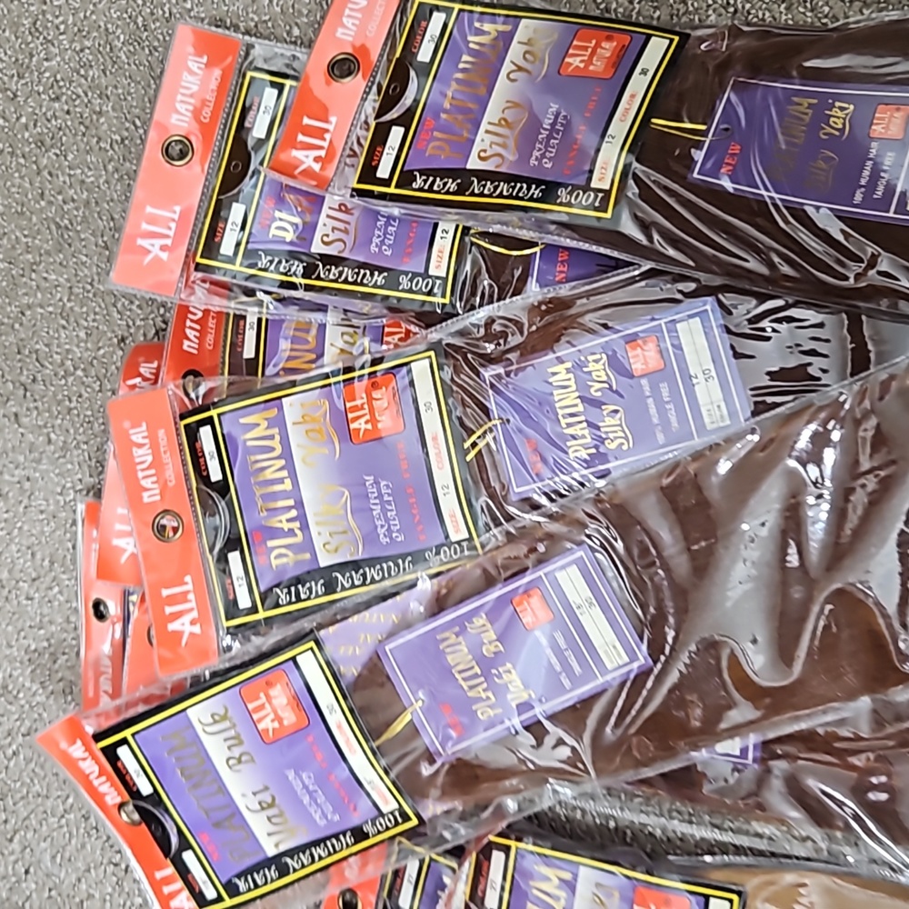 100% human hair Platinum yaki bulk size 18 in color number 30